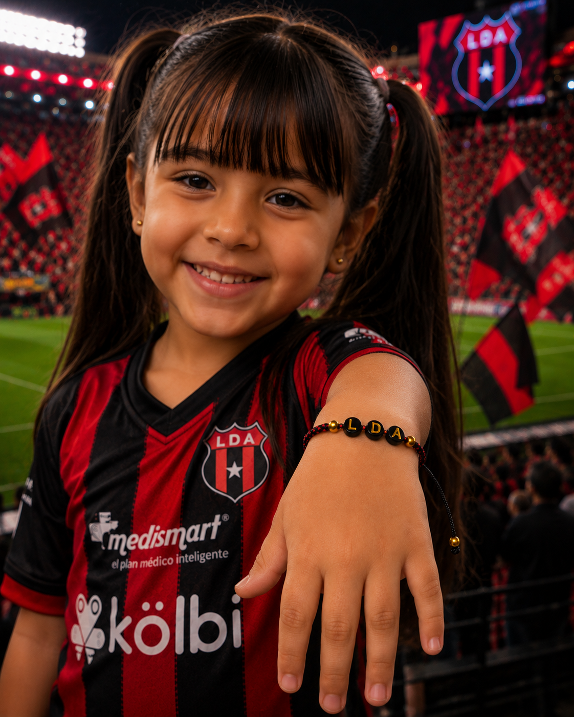 Pulsera LDA en macramé rojo y negro