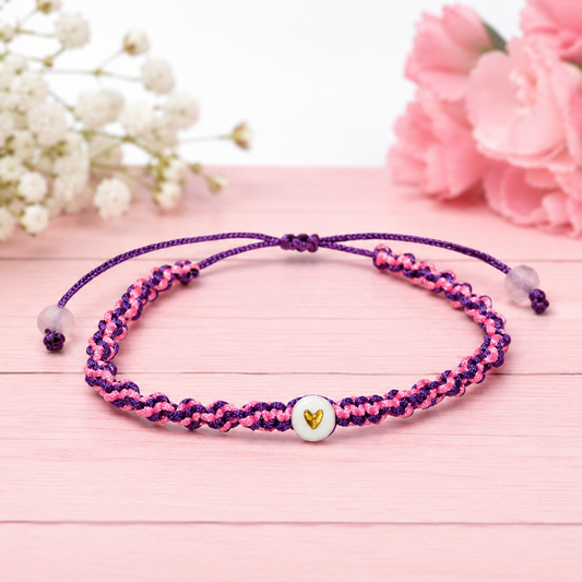 Pulsera Corazón de Violeta 💖 | Macramé Artesanal