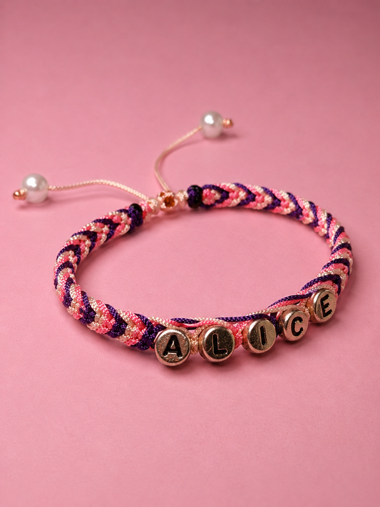 Pulsera Sueño de Algodón 💜🩷 | Macramé Artesanal Personalizada con Nombre